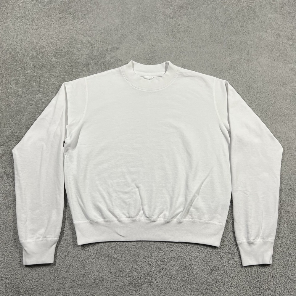 Reigning Champ Sweatshirt Womens Small White Crewneck Cropped Lightweight Terry